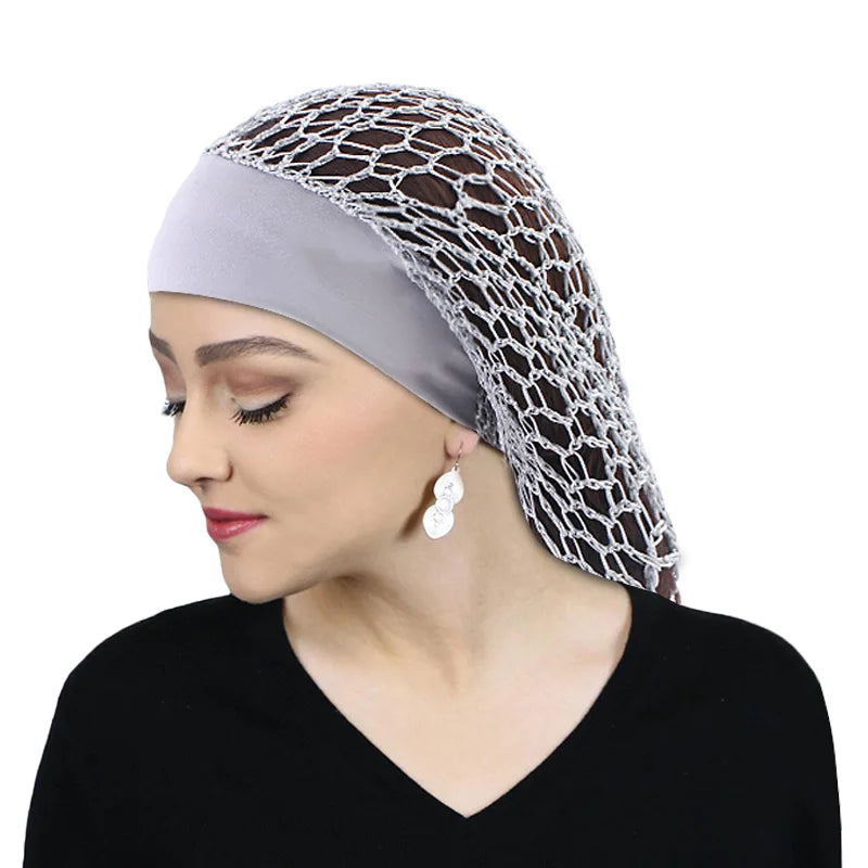 Women Ladies Hair Net Stretchy Wide Band Mesh Hair Net Soft Rayon Breathable Crochet Hairnets Wig Accessories