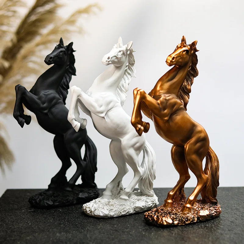 Gold, White, Black Resin Horse Statue, Home Decor, Craft Decorations Horse Sculpture