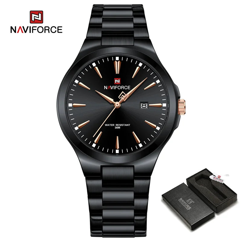 NAVIFORCE Original Watches for Men Stainless Steel Elegant Male Waterproof watch