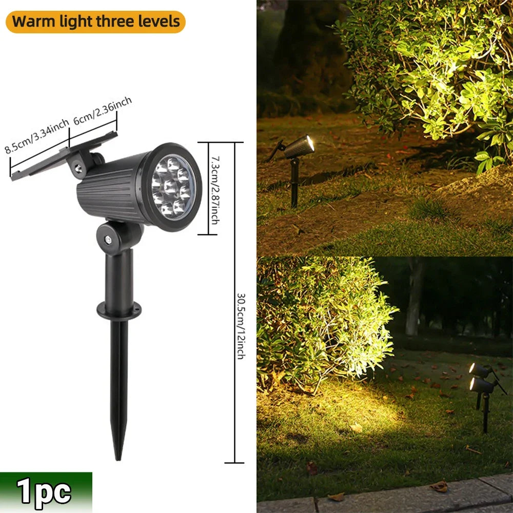 9 LED Solar Spotlights IP65 Waterproof Outdoor RGB Landscape Lighting Adjustable Brightness for Garden Yard