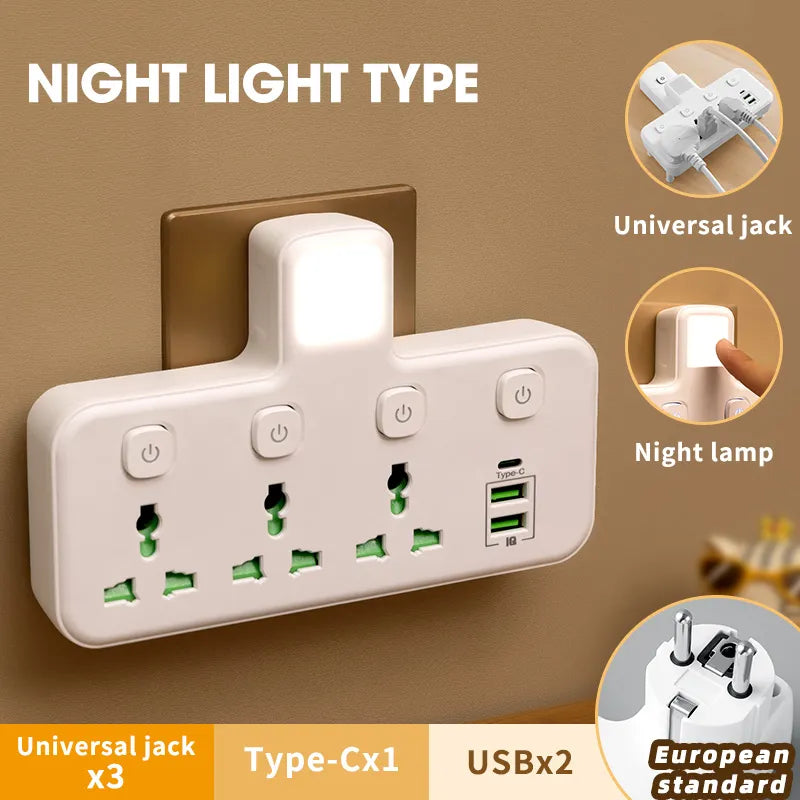 EU UK AU US Plug AC Outlet Power Strip Multiprise Wall Socket Universal Network Filter USB Cherger Separate Switch light Adapter - Hiron Store