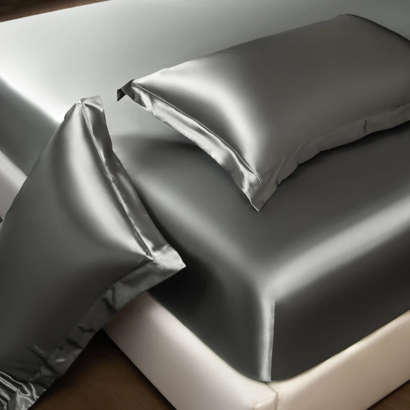 Solid Color Fashion Satin Fitted Sheet Rayon Mattress Cover with Elastic Band Bed Sheet Bedding 140x200 160x200