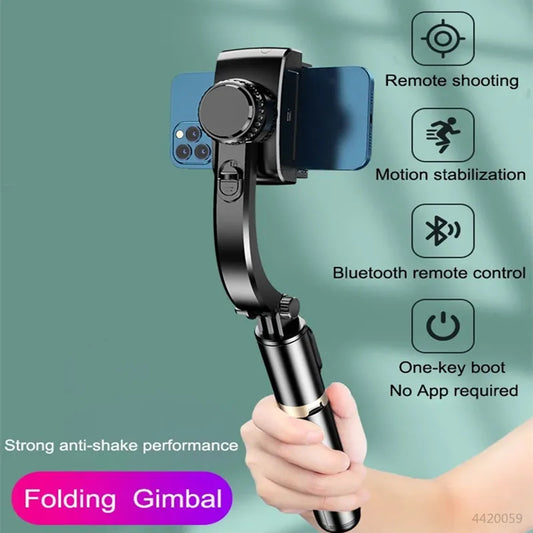 Gimbal Stabilizer Selfie Stick Foldable Wireless Tripod with Bluetooth Shutter Monopod for IOS Android