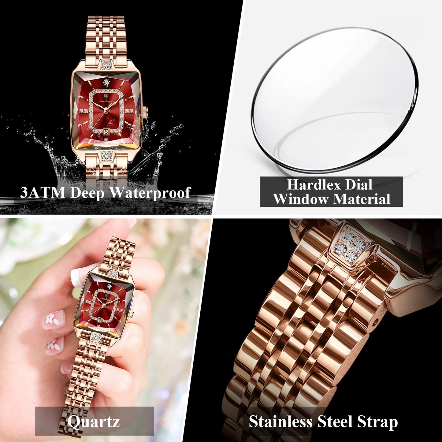 Women Wristwatch Waterproof Ladies Watch Stainless Steel Rectangle Quartz Women's Watches