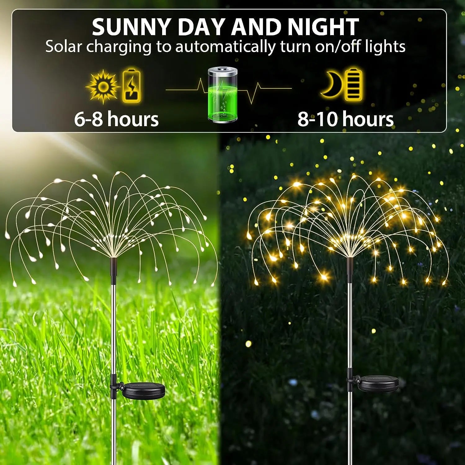 Solar LED Firework Fairy Lights Outdoor Garden Decoration 8 flashing modesLawn Pathway Lights Patio Yard Party Christmas Wedding - Hiron Store