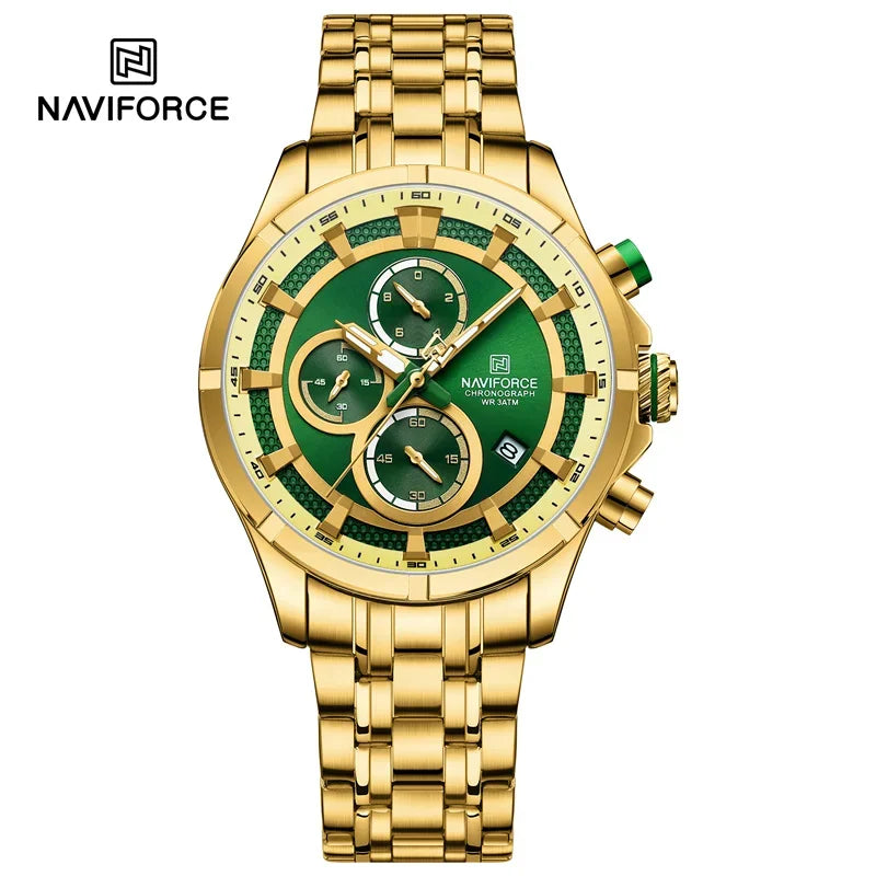 NAVIFORCE Luxury Brand Watch for Men Stainless Steel Strap Chronograph Clock