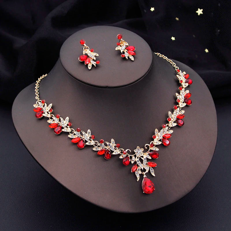 Water drop Butterfly Bridal Jewellery Sets Earring Necklace Set Crystal Wedding Jewelry