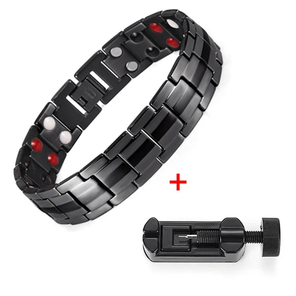 Rainso Health Care Stainless Steel Bracelet With Magnetic Men's Bracelet Viking 4in1 Elements Therapy Sleep Aid Chain Jewelry - Hiron Store