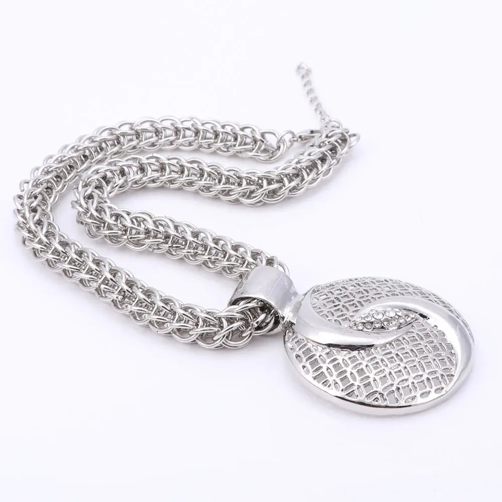 Dubai Silver Color Crystal Necklace Jewelry Sets Nigerian Wedding African Beads Costume Jewelry