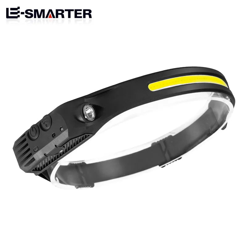 Induction Headlamp COB LED Sensor Head Lamp Built-in Battery Flashlight USB Rechargeable Head Torch 5 Lighting Modes Headlight - Hiron Store