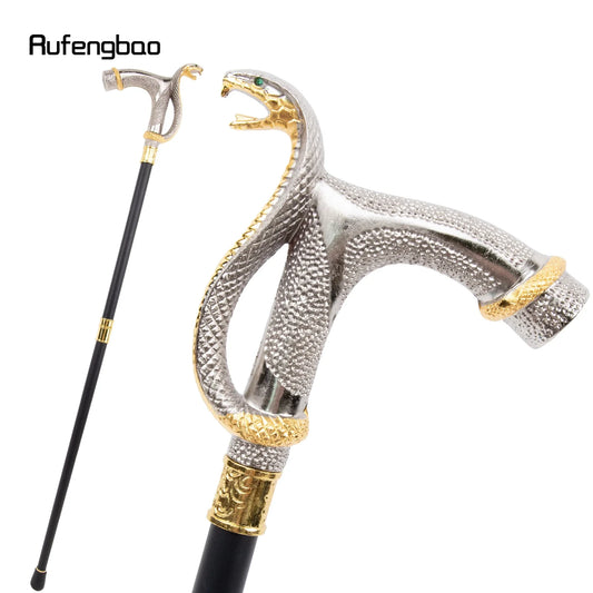 White Golden Cobra Head Fashion Walking Stick Decorative Walking Stick Fashionable Walking Cane Crosier 93cm