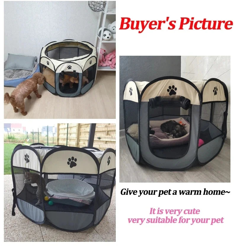 Portable Foldable Pet Tent Kennel Octagonal Fence Puppy Shelter Use Outdoor Easy Operation Large Dog Cages Cat Fences