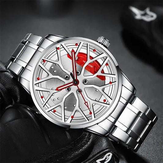 Fashion Mens Car Wheel Watches Luxury Men Sports Waterproof Quartz Wristwatch