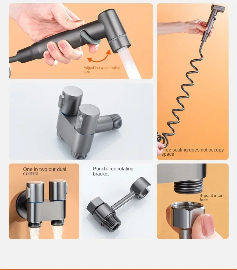 handheld Bidet toilet sprayer set double outlet angle valve bathroom shower accessories
