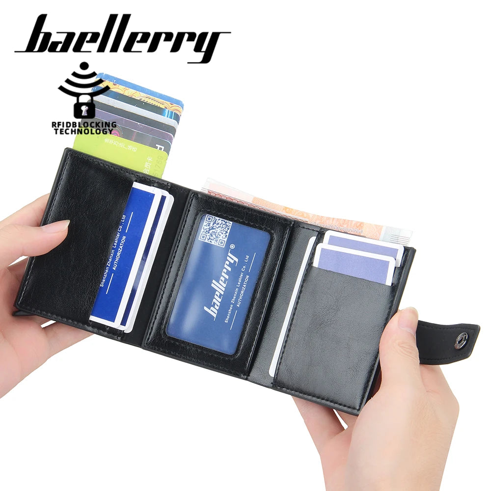 Rfid Men Card Wallets Hasp Small Card Wallets PU Leather Slim Mini Men's Wallet High Qaulity Short Male Purses - Hiron Store