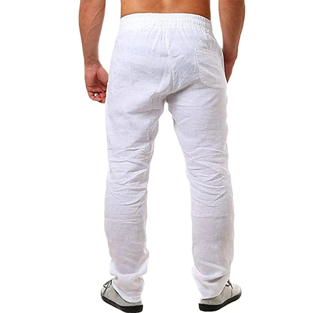 Summer Men's Linen Pants Breathable Solid Colour Comfortable Pants