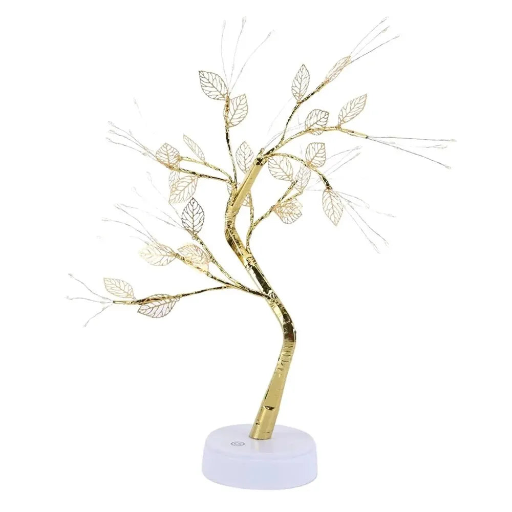 LED Rose Leaf Table Lamp USB Tree Fairy Light Night Lights Decoration