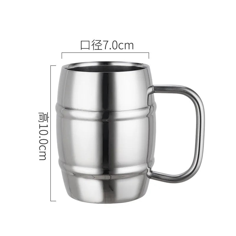 Double Stainless Steel Beer Cup Outdoor Camping Western Coffee Cup With Handle Insulated Portable Water Cup Mugs