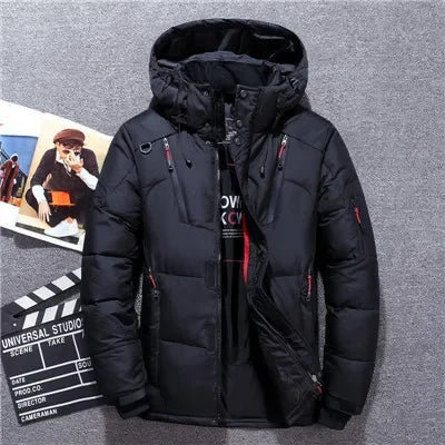 -20 Degree  Winter  Down Coat, Men White Duck Down Parkas Jacket, Mens Thick Warm Snow Parka Jacket ,Overcoat Windbreaker Warm Parkas