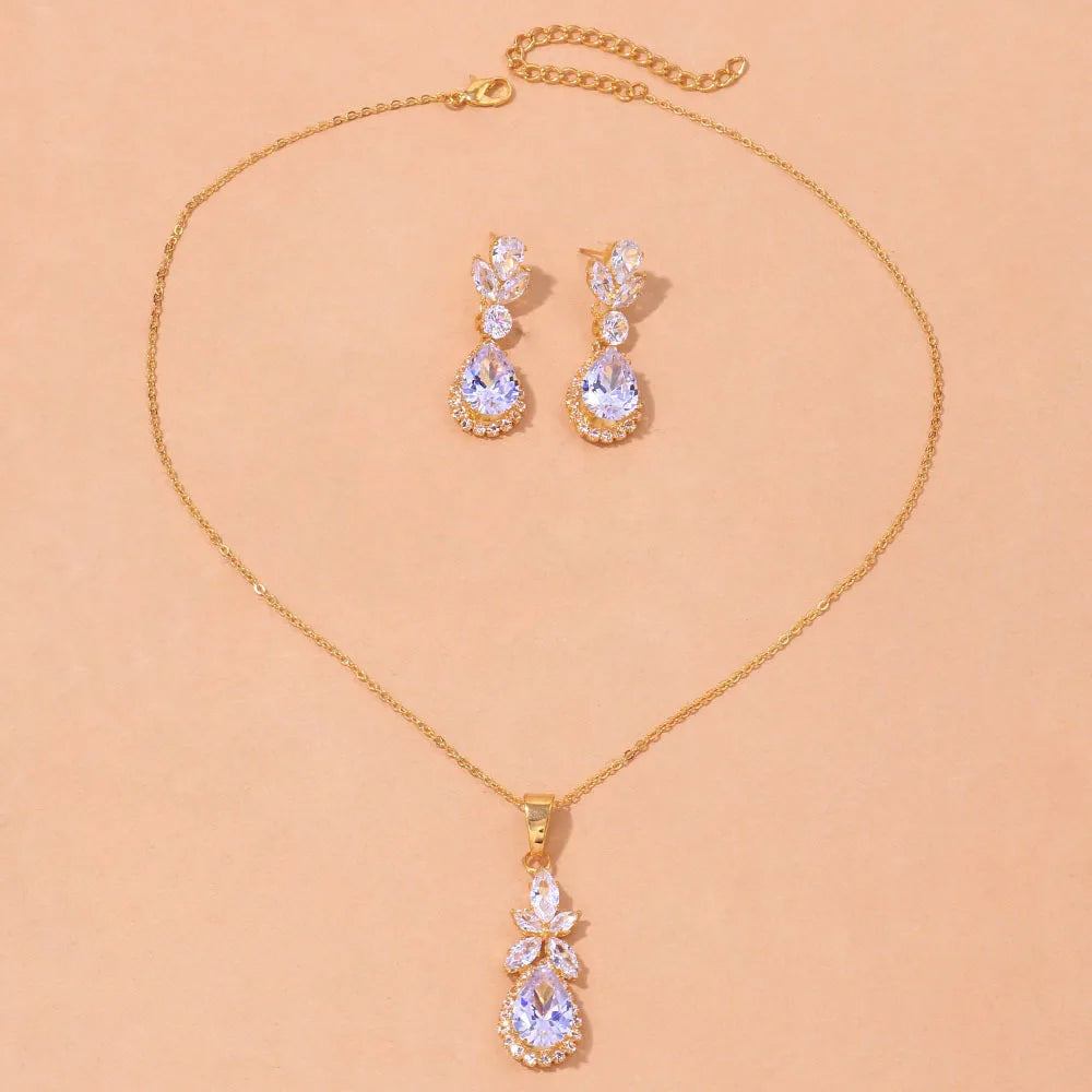 Necklace Earrings Crystal Bride Jewellery Sets Accessories