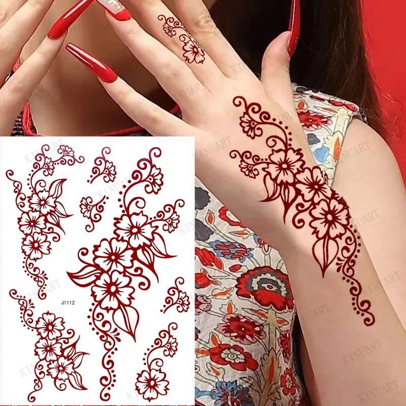 Waterproof Temporary Tattoos for Women Henna Tattoo Stickers Mehndi Design Fake Tattoo