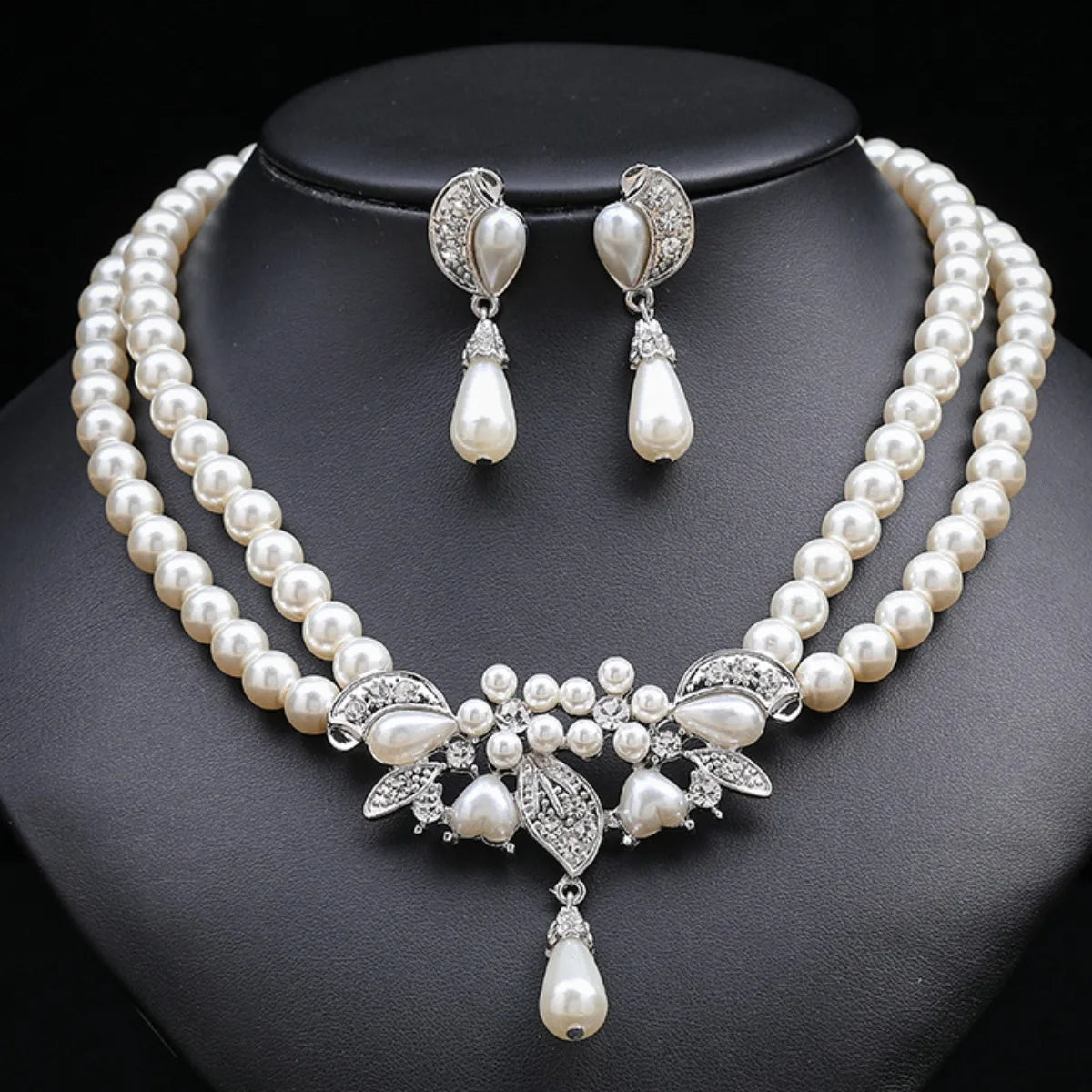 3pcs wedding jewelry Set Pearl Earrings Necklace Bracelet New Wedding Party Luxury Fashion Accessories - Hiron Store