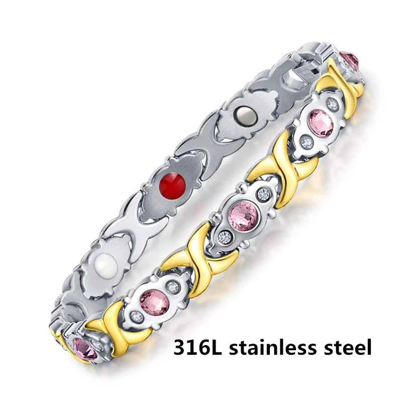 Titanium Steel Zirconia Bracelet Classic Retro Light Luxury Magnetic Therapy Bracelets - Hiron Store