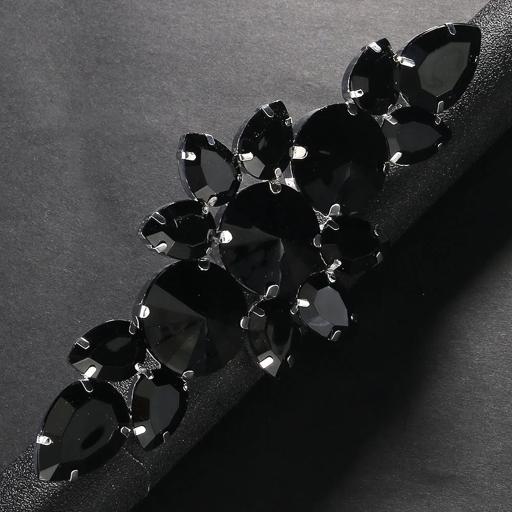 Black Crystal Exaggerate Ring Adjustable Finger Jewelry Large Open Rings