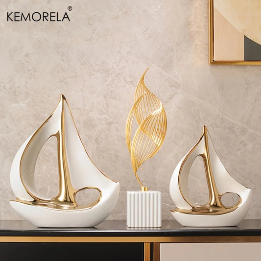 modern Living Room Ornaments Office Desk Accessories Decorative Boat Figurines Craft