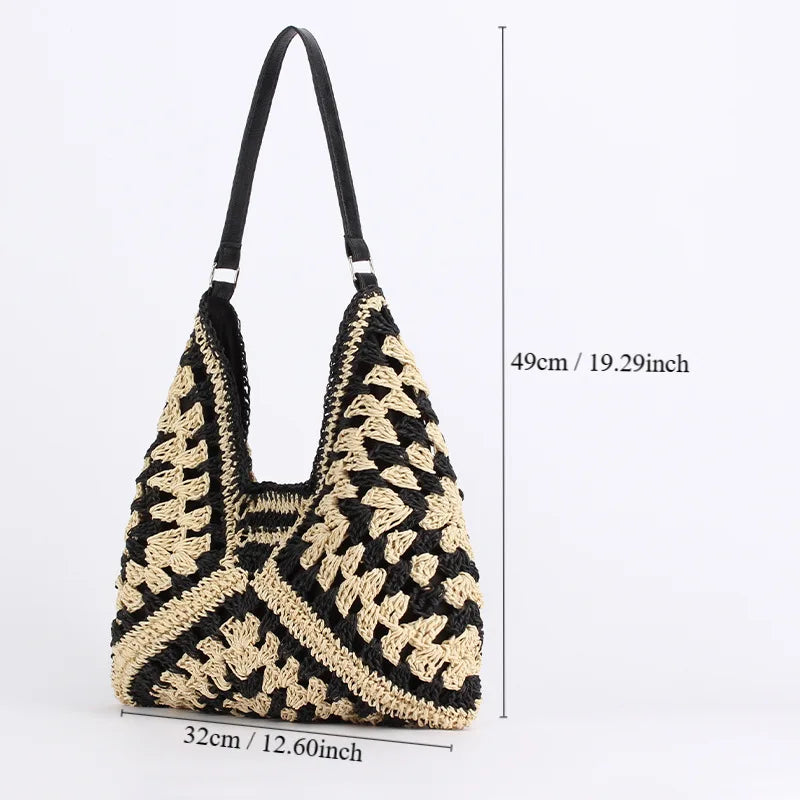 Women Straw Tote Bag Large Capacity Shoulder Bags Handbag