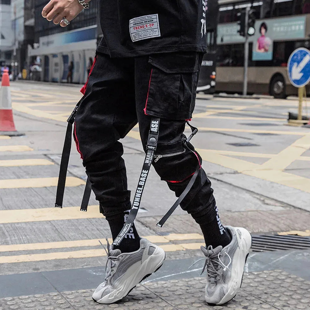 Men Joggers Cargo Pants Multi-pocket Elastic Waist Harem Pants Streetwear Pant Techwear