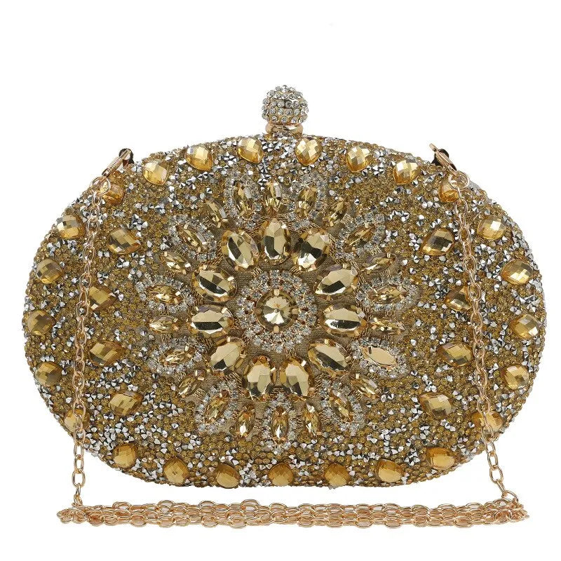 Women Dinner Bag Fashion New Sunflower Inlaid Diamond Banquet Hand Bag Dress Evening Bag - Hiron Store