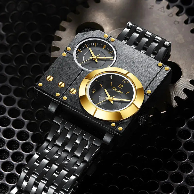 Square Men Watches Stainless Steel Luminous Wristwatches for Male Quartz Clock