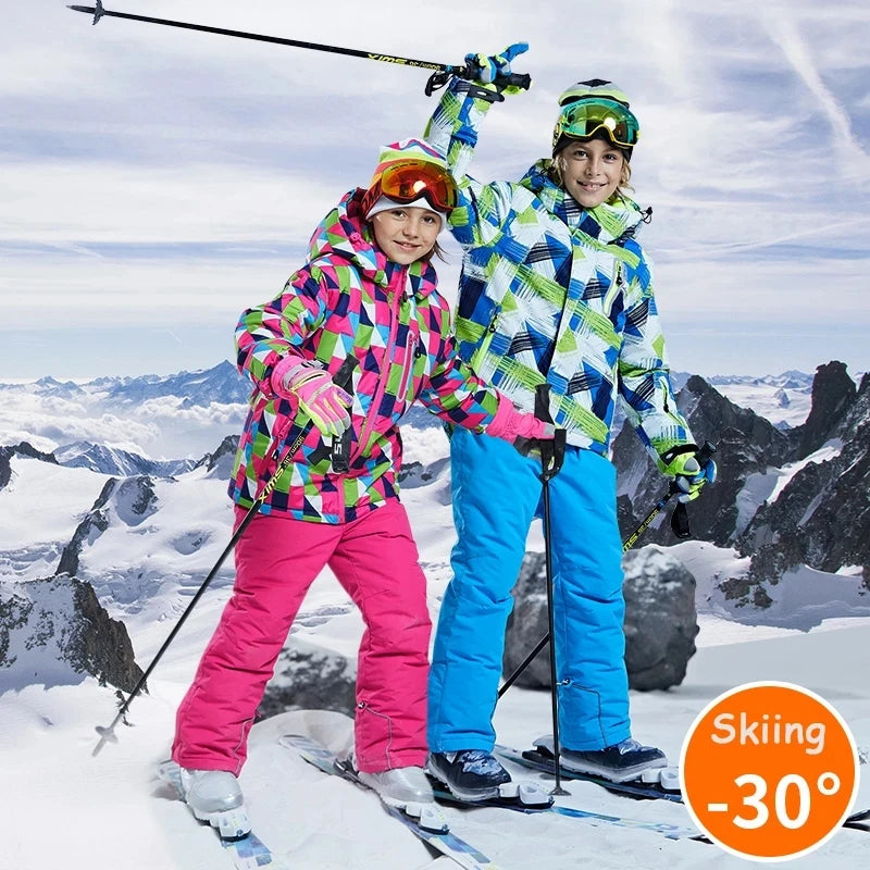 winter Children brand ski jacket boy girl kids  skiing snowsuit Waterproof outdoor sports jacket clothes teen 12 14 NEW parka