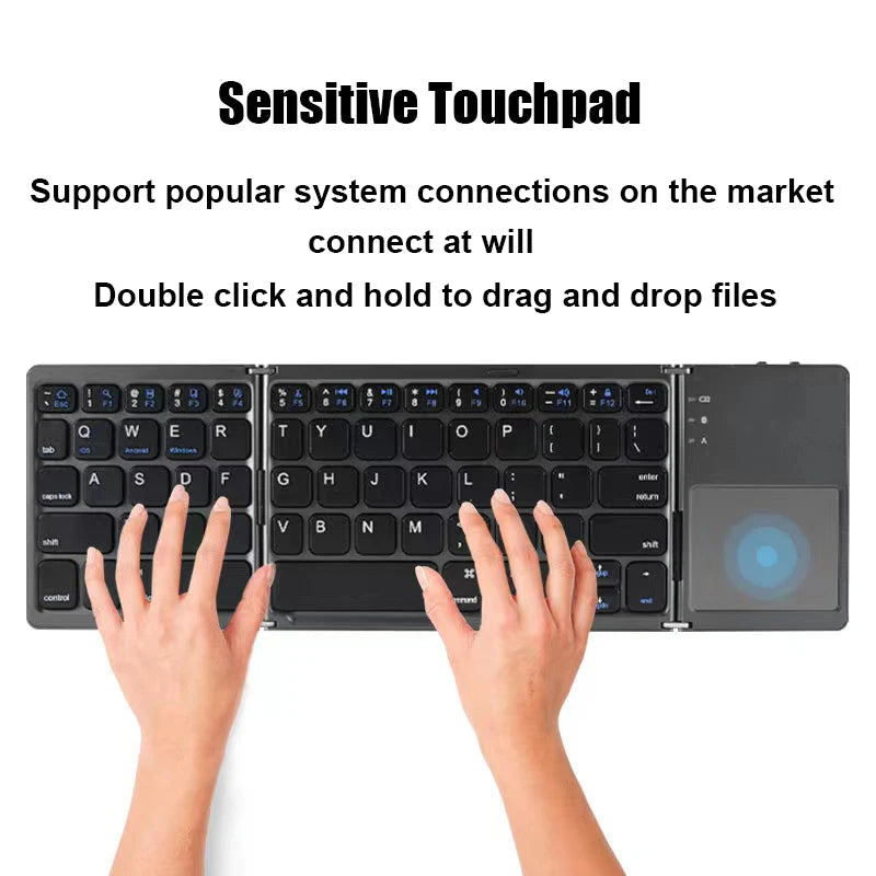 Wireless Folding Keyboard Bluetooth With Touchpad For Windows, Android, IOS,Phone,Multi-Function Button Mini Keyboard