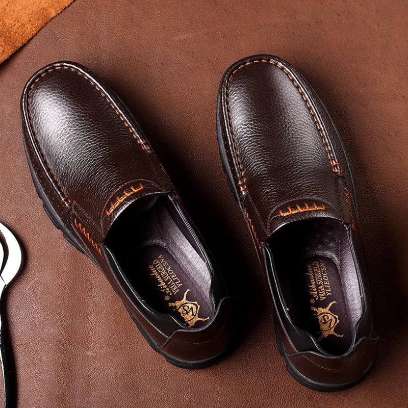 Handmade Leather Men Casual Shoes Soft Sole Comfortable Loafers for Men's