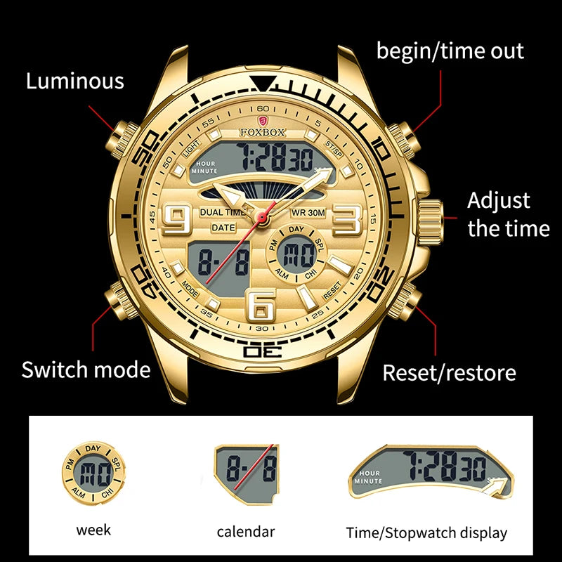 New LIGE Fashion Watches for Men Original Sports Chronograph Waterproof Quartz WristWatch clock