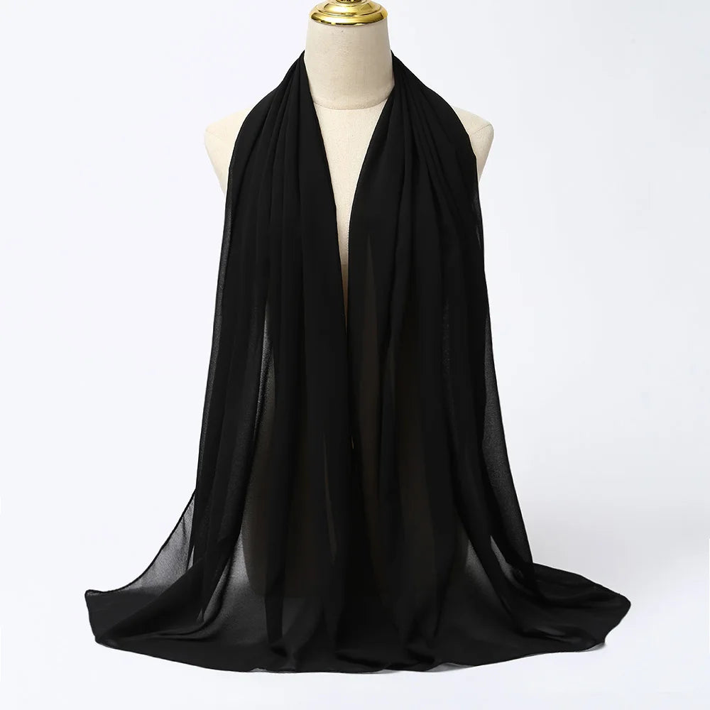 Muslim Chiffon hijab Scarf Long Solid Color Head Wrap Women's Hijabs & Scarves Jersey Hijab Veil