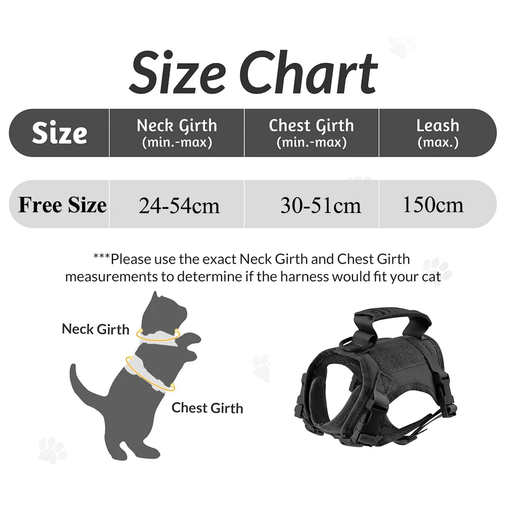 Cat Harness Vest Leash For Small Dog Adjustable Kitten K9 Vest With Patch For Military Service Dog Working Training