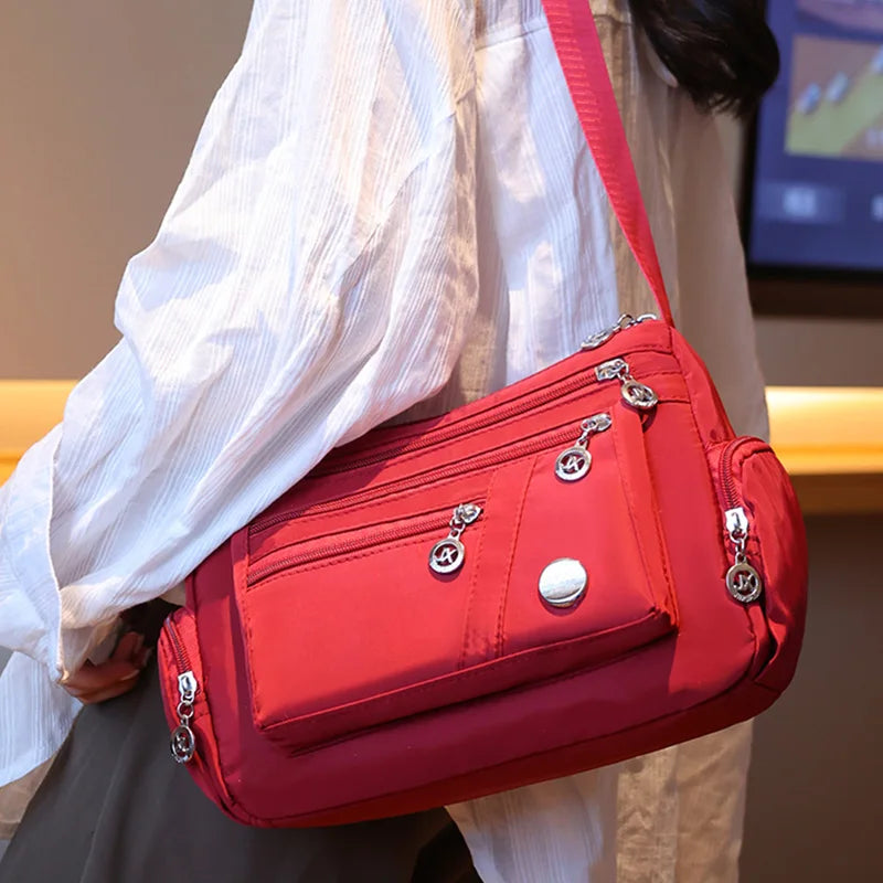 New style neutral nylon fabric ladies' handbag shoulder strap crossbody bag multi-compartment travel casual bag