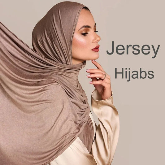 Modal Cotton Jersey Hijab Scarf Long Muslim Shawl Plain Soft Turban Tie Head Wraps For Women Africa Headband 170x60cm - Hiron Store