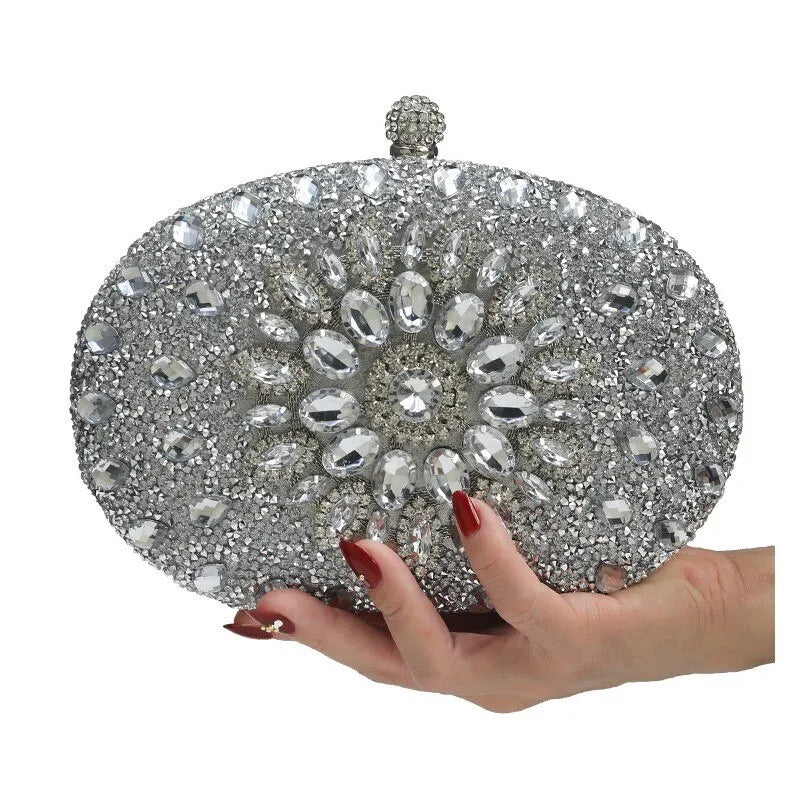 Women Dinner Bag Fashion New Sunflower Inlaid Diamond Banquet Hand Bag Dress Evening Bag - Hiron Store