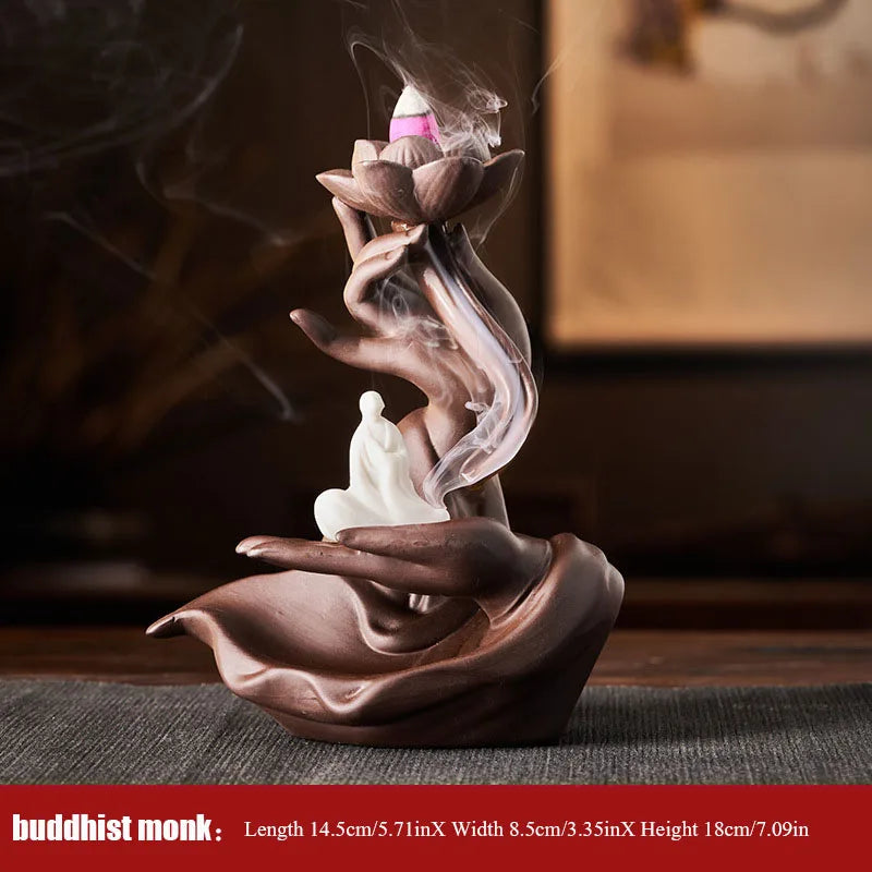 Ceramic Purple Sand Backflow Incense Stove Zen Buddhist Hand Creative Home Fragrance Stove Incense