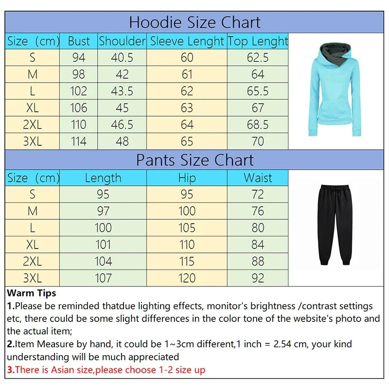 Winter Warm Womens Tracksuit Hooded +Jogger Pants 2-Set High Quality Ladies Sports Clothes