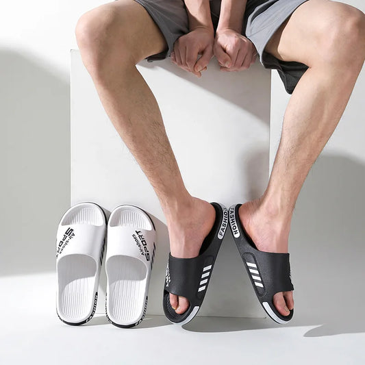 Fashion Men's Slippers PVC Soft Sole Non-slip Slides Casual Outdoor Beach Home Bathroom Couples Slippers New Sandal