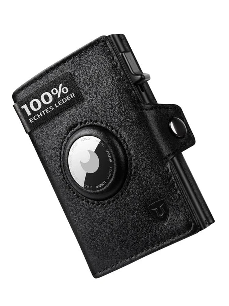 RFID Blocker Wallet for Men Genuine Leather Wallet with Coin Pocket Airtag Wallets