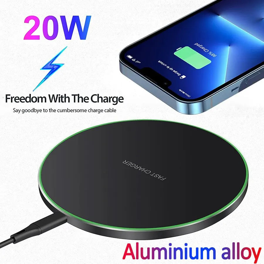 20W Wireless Charger Pad for iPhone 15 14 13 12 Pro Max X Samsung S23 S22 Xiaomi Induction Type C Fast Wireless Charging Station - Hiron Store