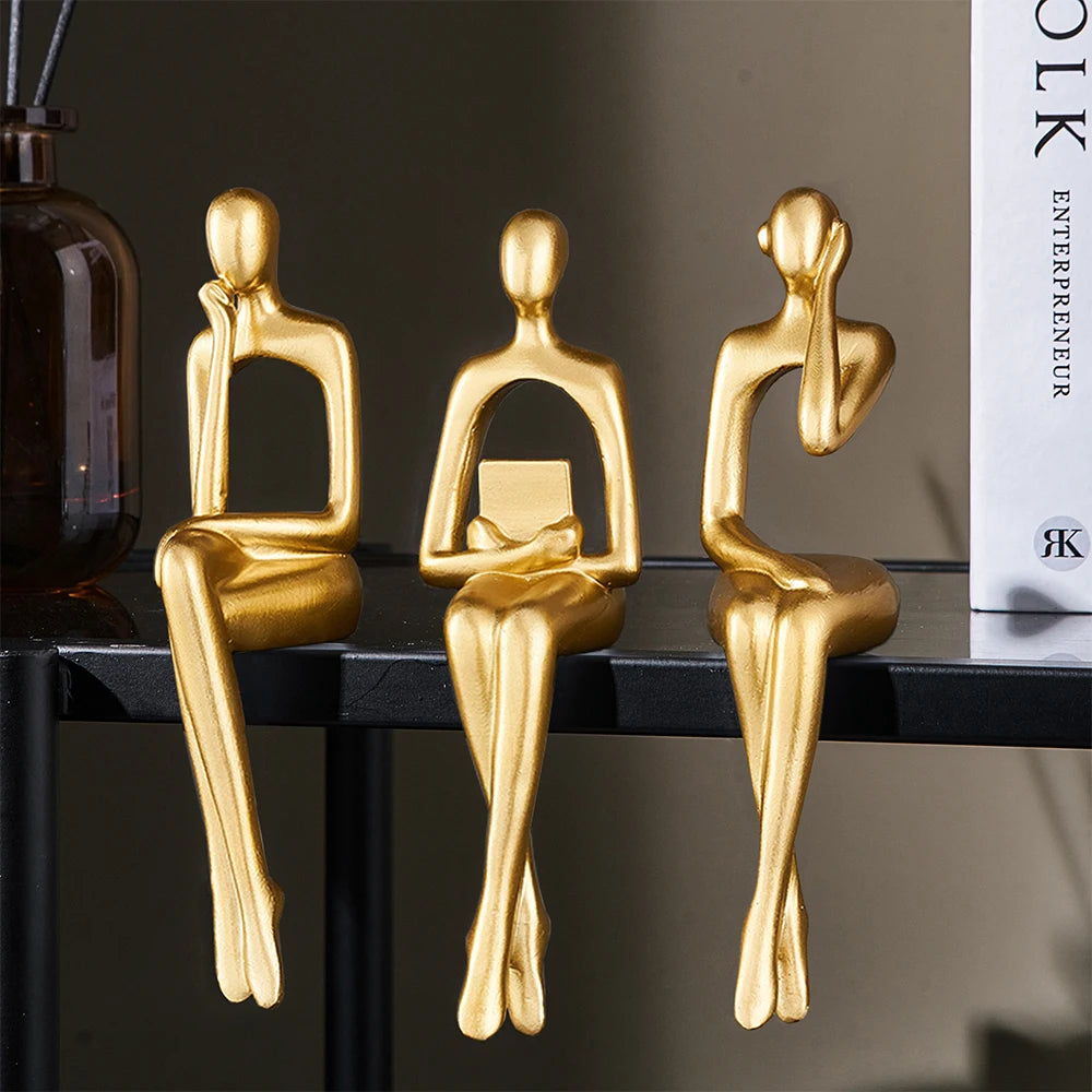 Accessories Resin Abstract thinker statue Golden Decorative Living Room Decoration Crafts  Figurine