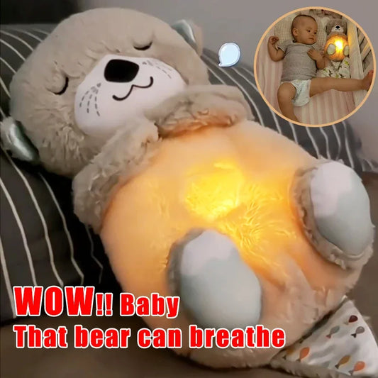 Baby Bear Soothes Otter Plush Toy Doll Toy Child Soothing Music Sleep Companion Sound And Light Doll Toy