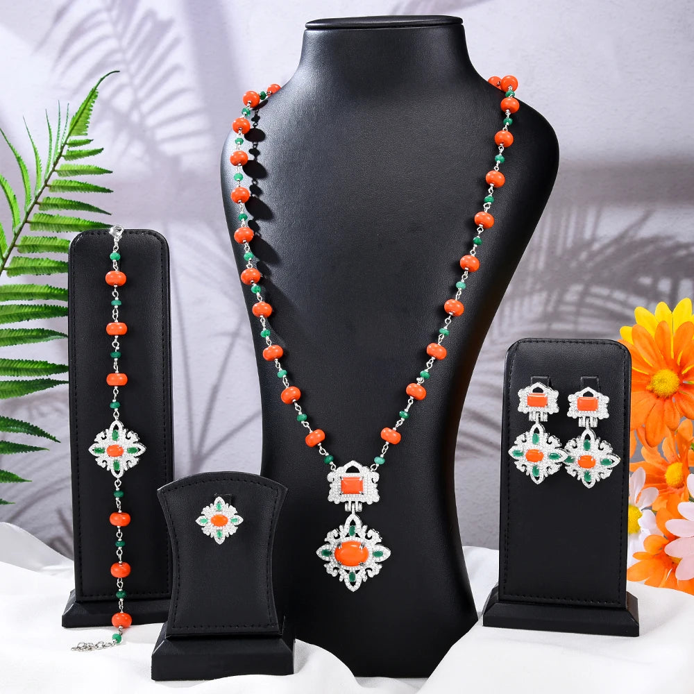 Dubai Bridal Jewelry Set For Women Wedding Party Nigerian African Necklace Earring Set